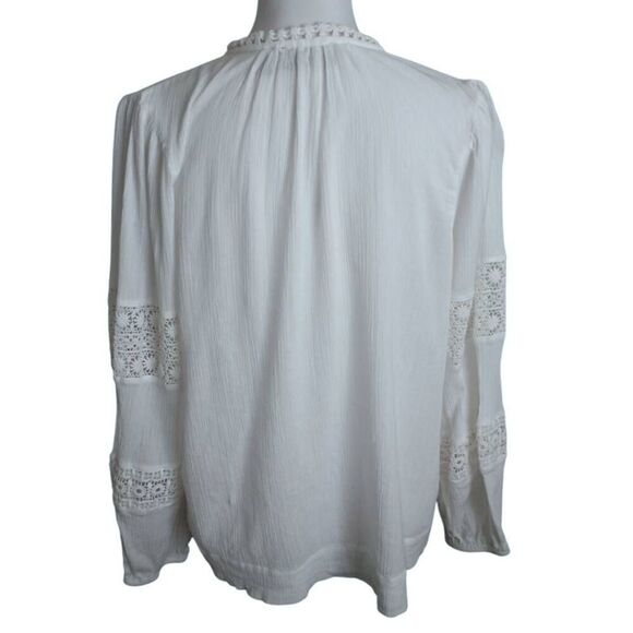 ELLA RAFAELLA WHITE EMBROIDERED PUFF LONG SLEEVE BLOUSES SZ.M EUC. - Picture 9 of 11